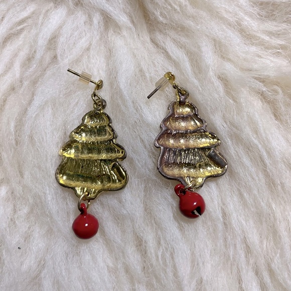 🎄 Christmas Tree Holiday Brass Earrings - Picture 2 of 2